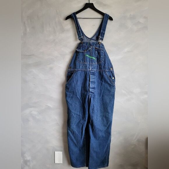 Vintage Key Imperial Bib Overalls Mens 38 x 30 Button Up Fly Denim Trucker Farm - Picture 2 of 16